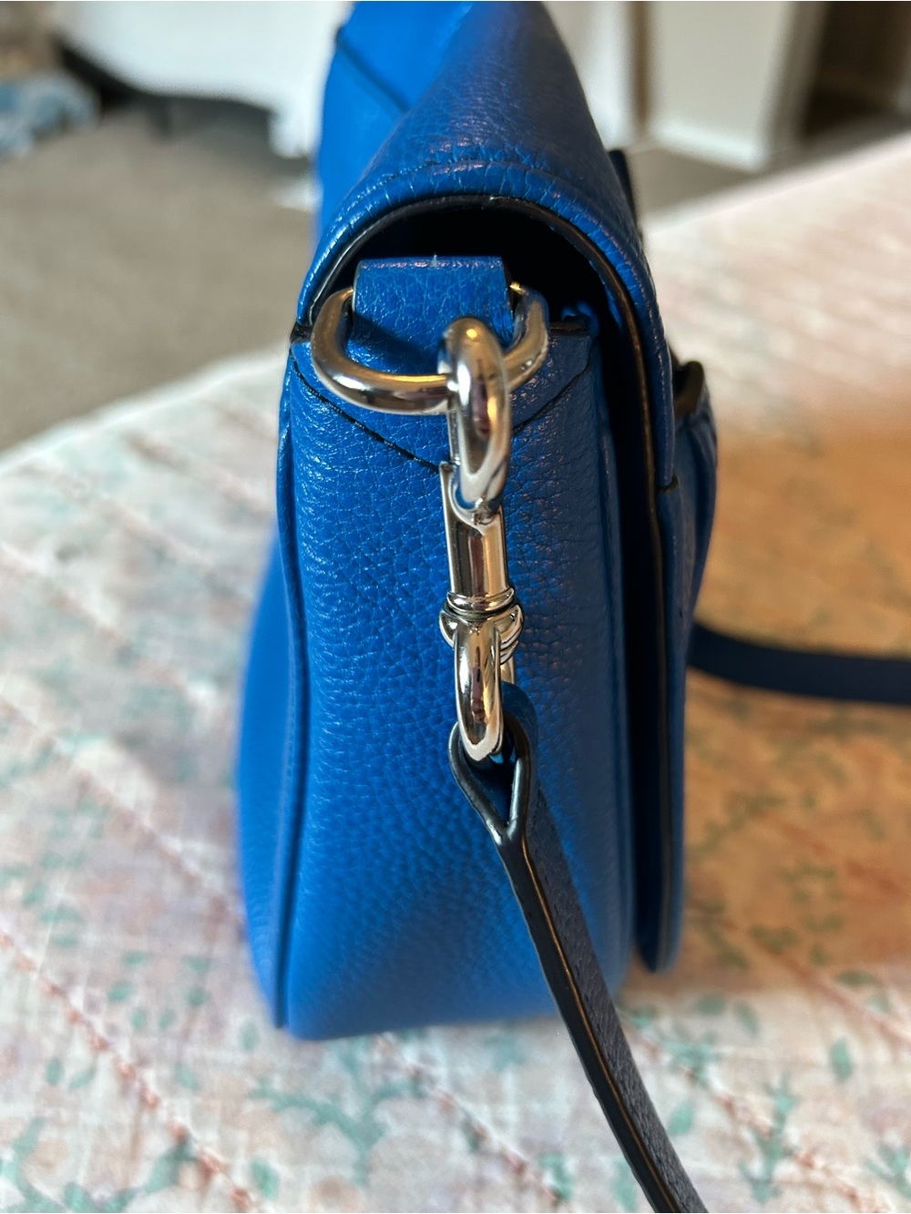 MARC JACOBS Empire City Large Royal Blue Leather Messenger Crossbody Saddle Bag - Picture 5 of 15